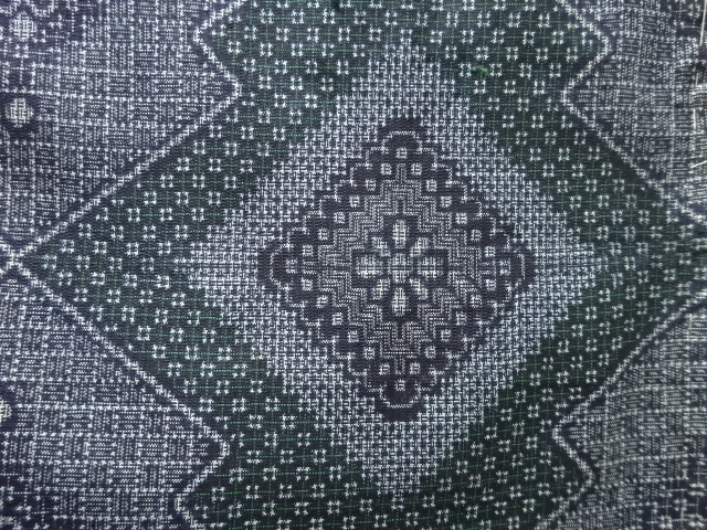 JAPANESE KIMONO / ANTIQUE PINE BARK DIAMOND PATTERN WOVEN AUTHENTIC IN